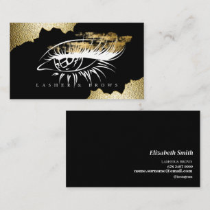 Modern Makeup Artist Black and gold  Business Card
