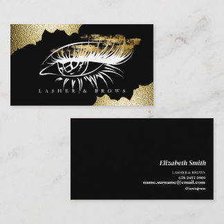 Modern Makeup Artist Black and gold Business Card