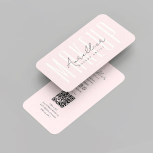 Modern Makeup Artist Lashes Brows Monogram Pink  Business Card