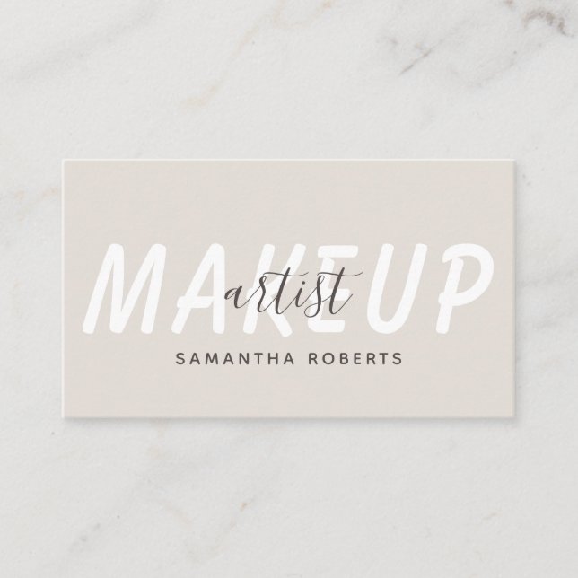 Modern makeup artist light tan business card (Front)