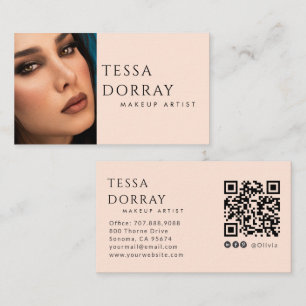 Modern Makeup Artist Photo QR Code Social Media Business Card