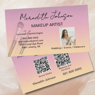Modern Makeup Artist Professional Photo QR Codes Business Card