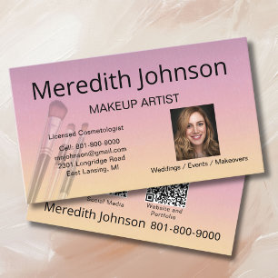 Modern Makeup Artist Professional Photo QR Codes  Business Card
