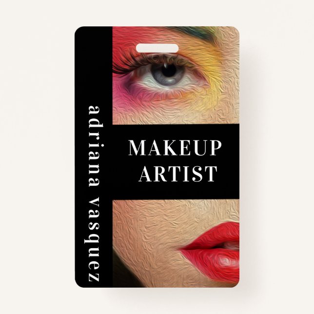 Modern Makeup Artist QR Code  Professional Stylist Badge (Front)