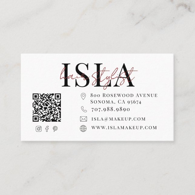 Modern Makeup Artist Script Name Business Card (Front)