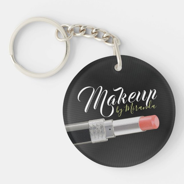 Modern Makeup Artist Stylist Beauty Salon Lipstick Keychain (Front)