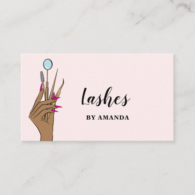 Modern Makeup Eyebrow Eyes Lashes Girly Business Card (Front)