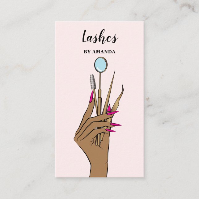 Modern Makeup Eyebrow Eyes Lashes Girly Business Card (Front)