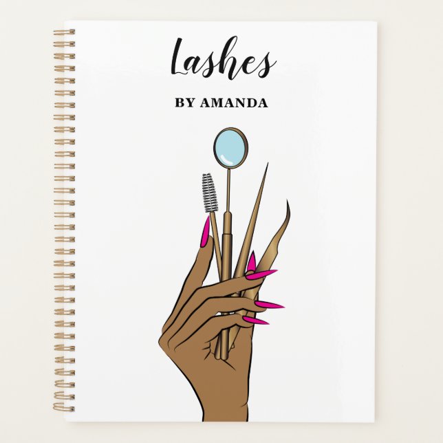 Modern Makeup Eyebrow Eyes Lashes Girly Planner (Front)
