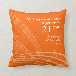 Modern   MAKING SWEET MUSIC   21st BRASS Wedding Throw Pillow