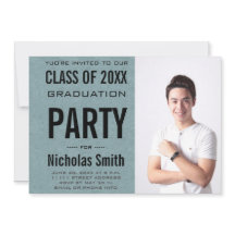 Modern Male Grad Blue Graduation Party 