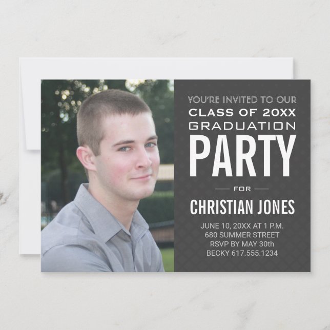 Modern Male Grad | Graduation Party Invitation (Front)