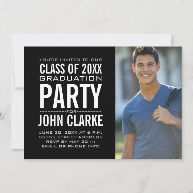 Modern Male Grad | Graduation Party Invitation (Front)