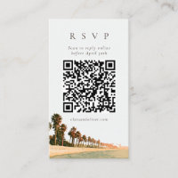 Modern Malibu Palm Tree Beach Wedding QR Code RSVP
