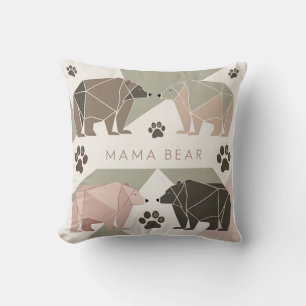 Modern Mama Bear Pillow, Geometric Neutral Design Throw Pillow