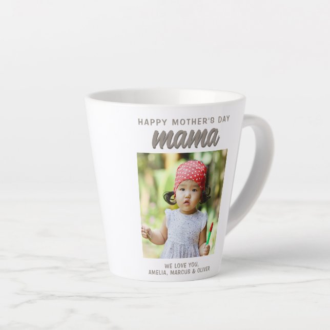 Modern Mama Kids Photo Happy Mother's Day  Latte Mug (Right Angle)