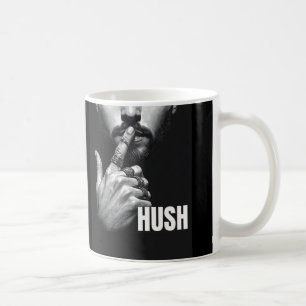 Modern Man Shushing Gesture HUSH Graphic Coffee Mug