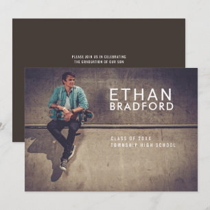 Modern Man Stylish Photo Graduation Party Invitation