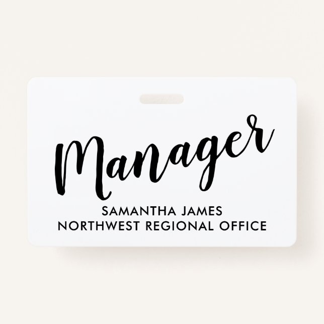 Modern Manager ID Badge (Front)