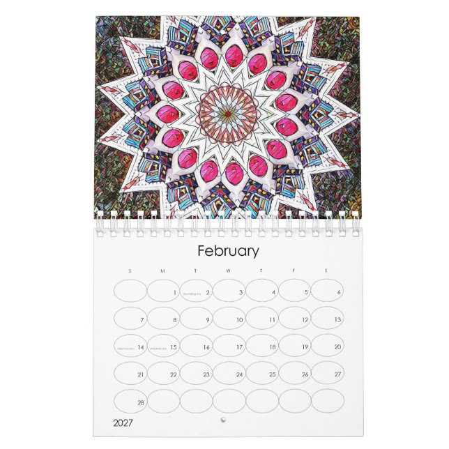 Modern Mandala Calendar (Feb 2027)