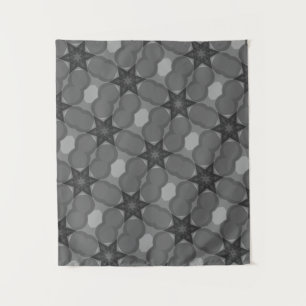MODERN Mandala COLOR BLACK GRAY STAR TAPESTRY