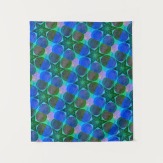 MODERN Mandala COLOR GREEN BLUE STAR TAPESTRY
