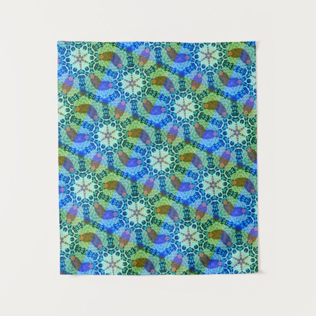 MODERN Mandala COLOR GREEN ROSE TAPESTRY (Front)