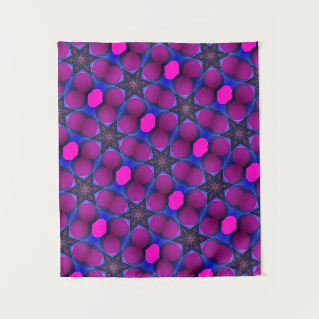 MODERN Mandala COLOR PINK BLUE STAR TAPESTRY (Front)