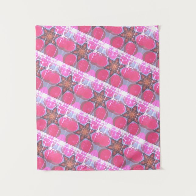 MODERN Mandala COLOR PINK LIGHT STAR TAPESTRY (Front)