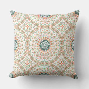 Modern Mandala Kaleidoscope Medallion Design Throw Pillow
