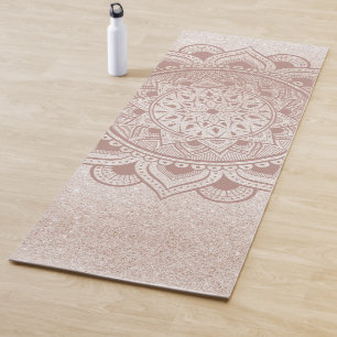 Modern Mandala Om Rose Gold Glitter Chic Exercise Yoga Mat