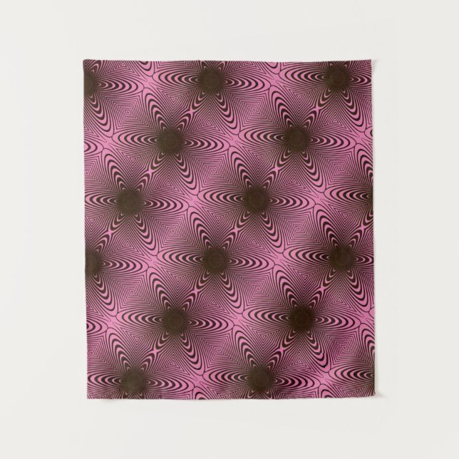 MODERN Mandala-  PINK BLACK ROSE Tapestry (Front)
