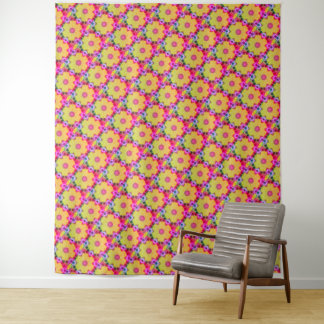MODERN Mandala SMALL LINES - YELLOW-PINK Tapestry