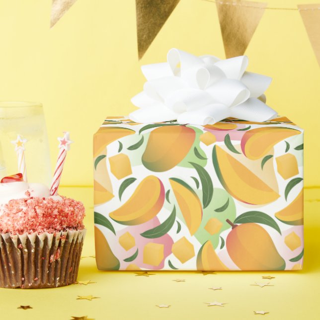 Modern Mango Fruit Pattern Wrapping Paper Roll (Birthday Party)