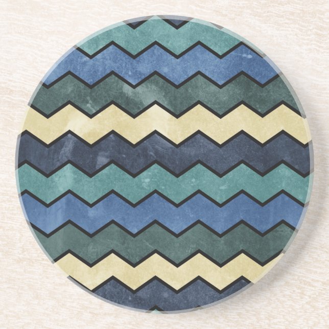 Modern Manly Blue Chevrons Coaster (Front)