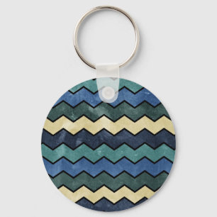Modern Manly Blue Chevrons Keychain
