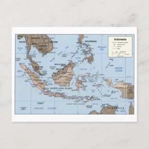 Modern Map of Indonesia Postcard