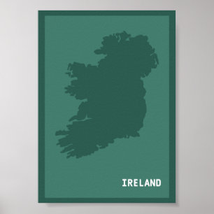 Modern Map Of Ireland / Éire Irish Emerald Isle Poster