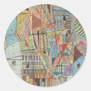 Modern Map of New York I Classic Round Sticker