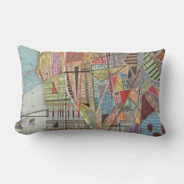 Modern Map of New York I Lumbar Pillow (Front)
