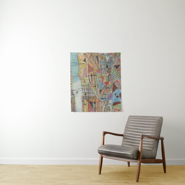 Modern Map of New York I Tapestry (In Situ)