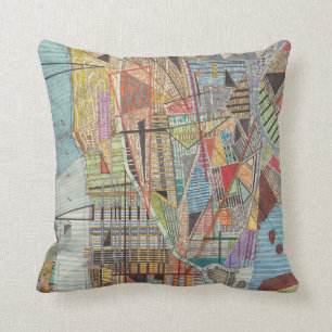 Modern Map of New York I Throw Pillow