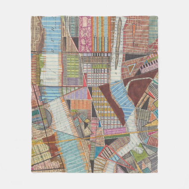 Modern Map of New York II Fleece Blanket (Front)