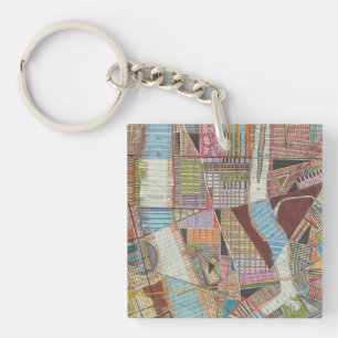 Modern Map of New York II Keychain