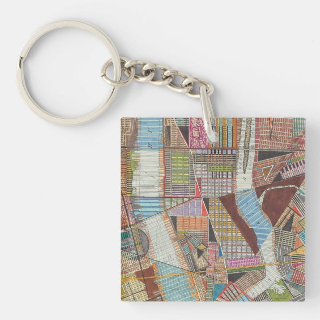 Modern Map of New York II Keychain (Front)