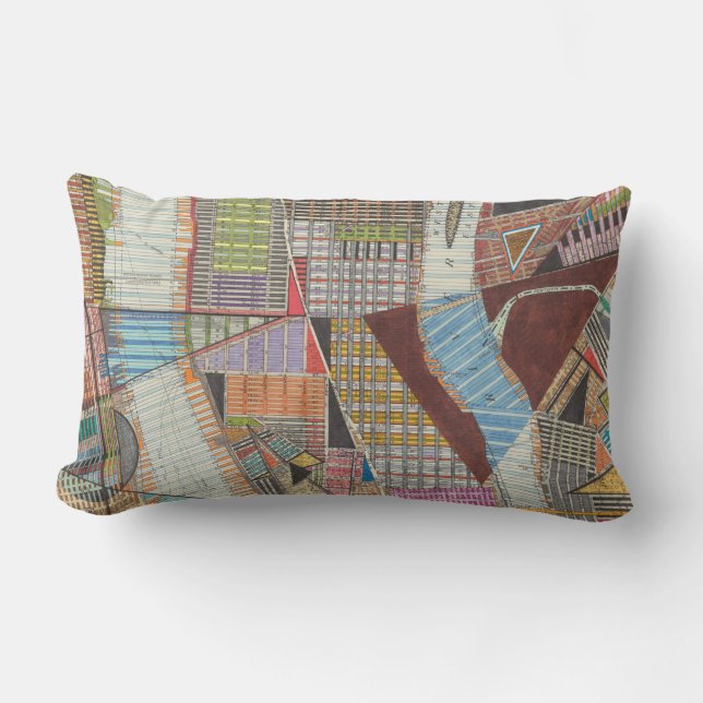 Modern Map of New York II Lumbar Pillow (Front)