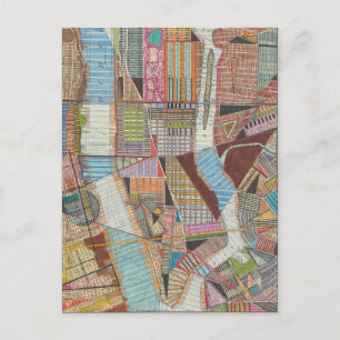Modern Map of New York II Postcard