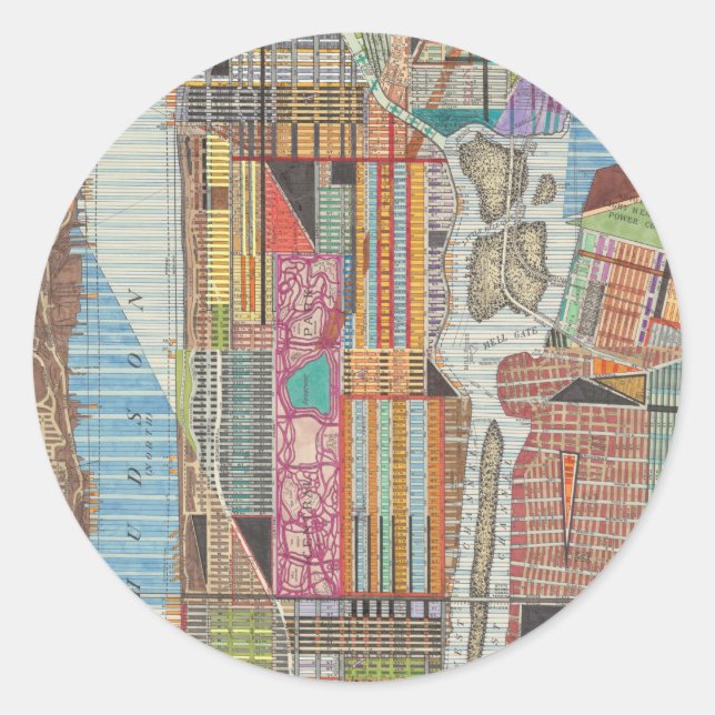 Modern Map of New York III Classic Round Sticker (Front)