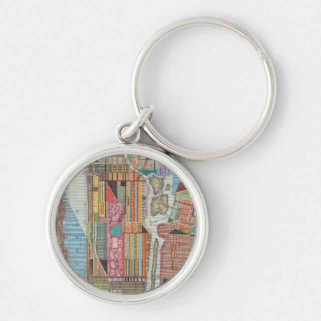 Modern Map of New York III Keychain (Front)