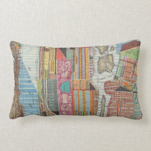 Modern Map of New York III Lumbar Pillow